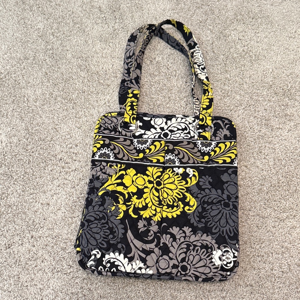 Vera Bradley Baroque Patterned Tote Bag - Black, Gray, Yellow